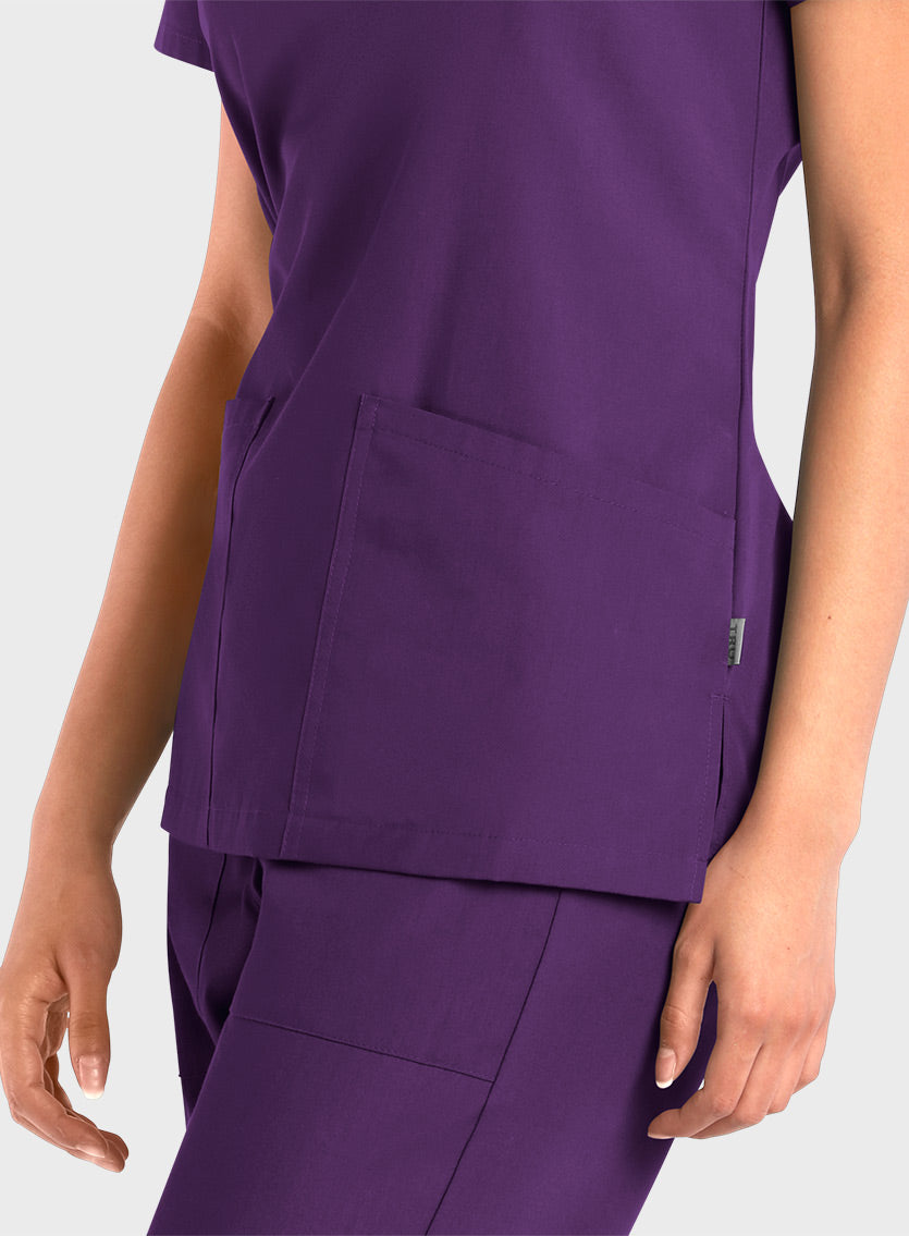 Maevn TRU TC 10102 Ladies 3 Pocket Curved V-neck Top